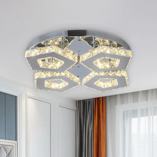 Amber Crystal Block Chrome Ceiling Light - Double Pentagon Semi Flush Mount 4 / Natural