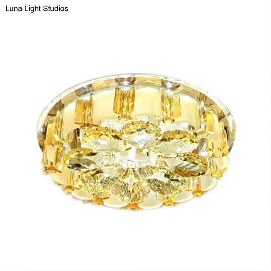 Amber Crystal Led Flush Ceiling Light For Modern Entryways