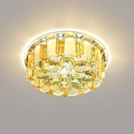 Amber Crystal Led Flush Ceiling Light For Modern Entryways / Third Gear