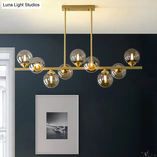 Amber Glass Bubbles Island Lamp: Modern Gold Hanging Light For Dining Room