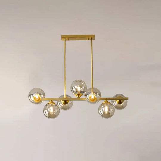 Amber Glass Bubbles Island Lamp: Modern Gold Hanging Light For Dining Room 7 /