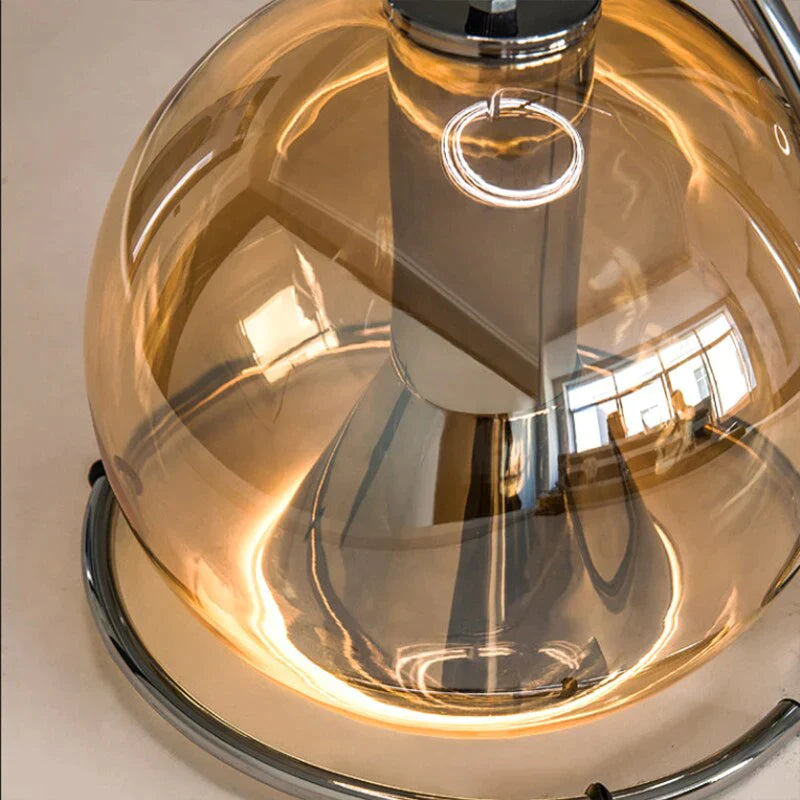 Amber Glass Pendant Light Ball Industrial Hanging Lamp E27 Plating Adjustable Chandelier for Kitchen Island Bedroom Hallway