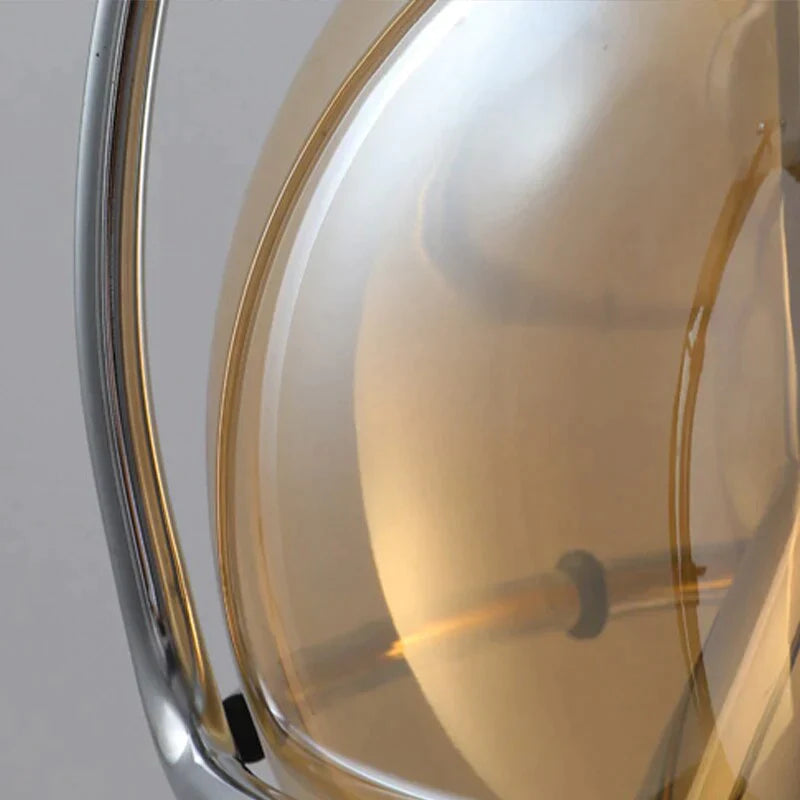 Amber Glass Pendant Light Ball Industrial Hanging Lamp E27 Plating Adjustable Chandelier for Kitchen Island Bedroom Hallway