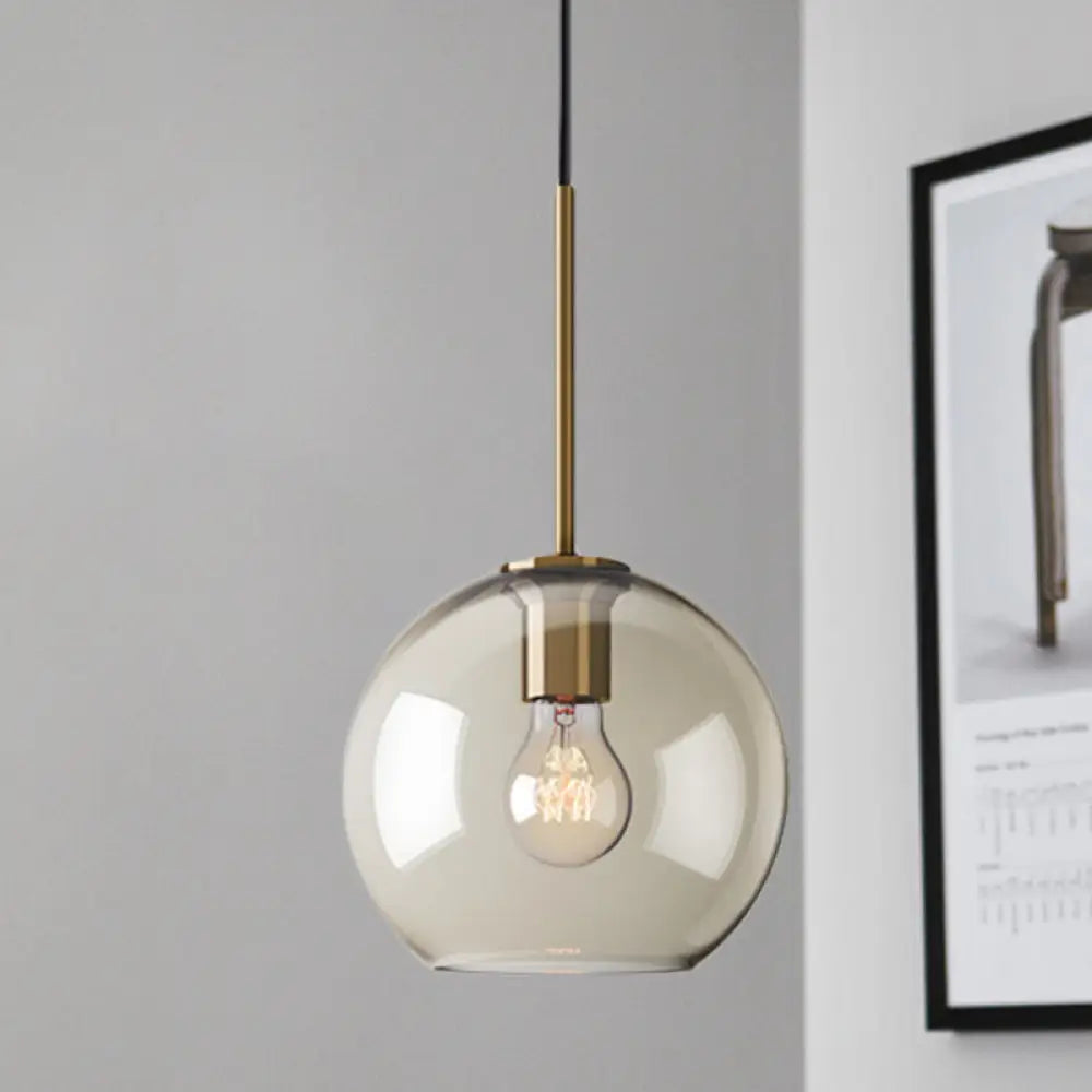 Amber Glass Pendant Light - Modern Brass Hanging Ceiling Fixture (8’/10’/12’ Wide) / 8’