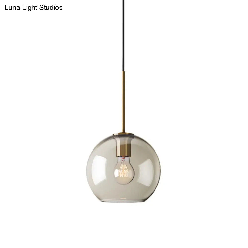 Amber Glass Pendant Lighting With Brass Modern Design - 1 Bulb Light For Kitchen 8/10/12 Wide