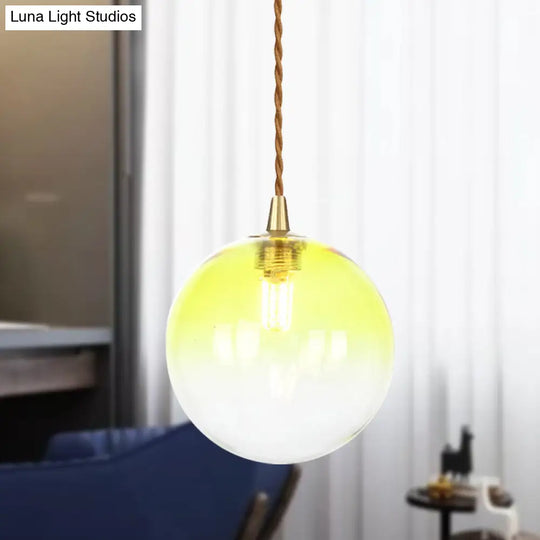 Amber/White/Red Macaron Glass Pendant Light Fixture - 1 Suspension With Rope For Bedroom