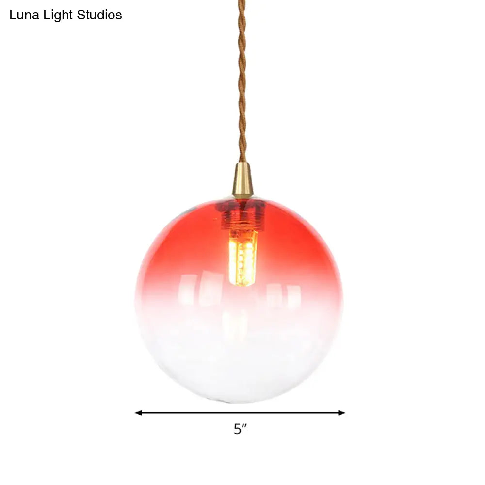 Amber/White/Red Macaron Glass Pendant Light Fixture - 1 Suspension With Rope For Bedroom