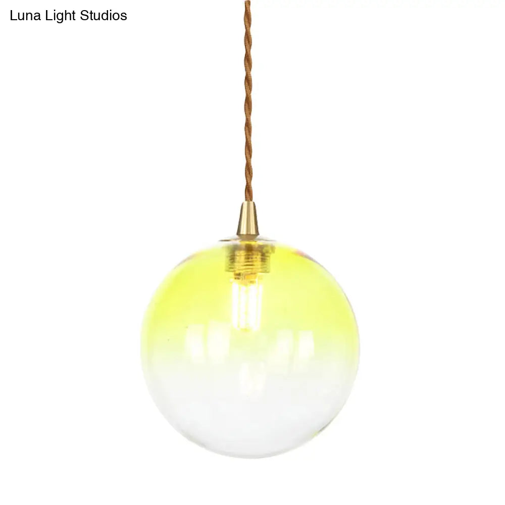 Macaron Globe Pendant Light With Amber/White/Red Glass - Ideal For Bedroom Suspension Lighting