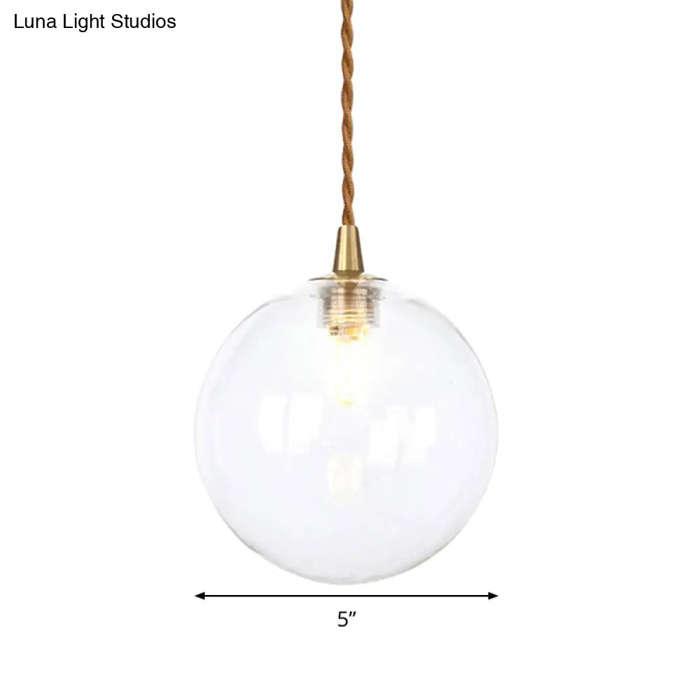 Macaron Globe Pendant Light With Amber/White/Red Glass - Ideal For Bedroom Suspension Lighting