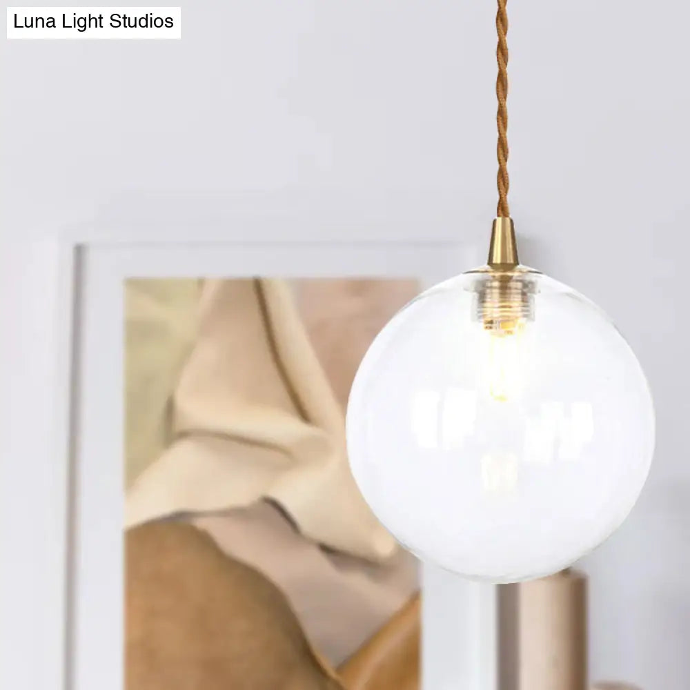 Macaron Globe Pendant Light With Amber/White/Red Glass - Ideal For Bedroom Suspension Lighting