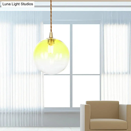 Macaron Globe Pendant Light With Amber/White/Red Glass - Ideal For Bedroom Suspension Lighting