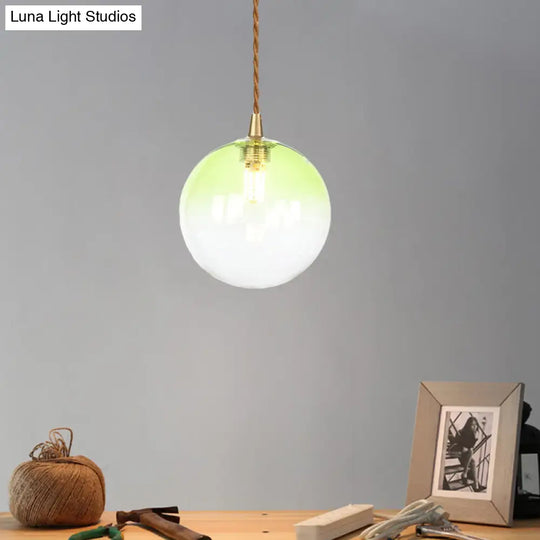 Macaron Globe Pendant Light With Amber/White/Red Glass - Ideal For Bedroom Suspension Lighting