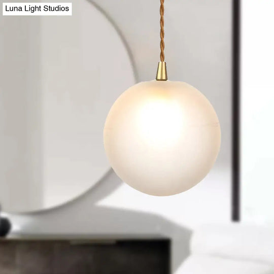 Macaron Globe Pendant Light With Amber/White/Red Glass - Ideal For Bedroom Suspension Lighting