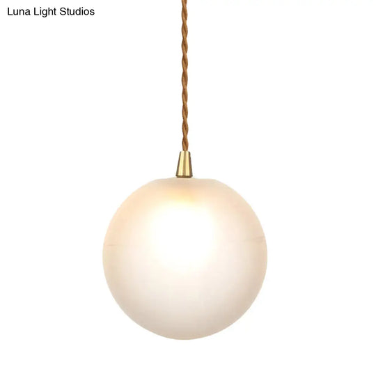 Macaron Globe Pendant Light With Amber/White/Red Glass - Ideal For Bedroom Suspension Lighting