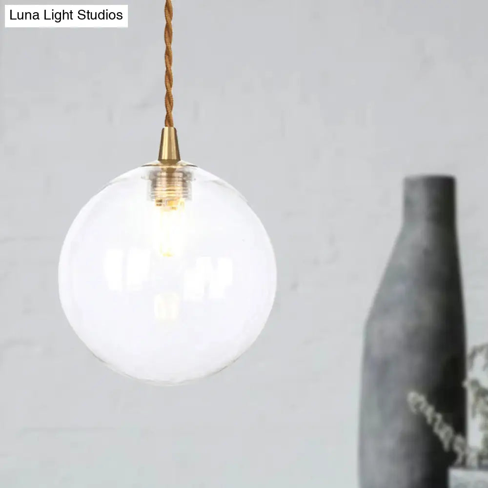 Macaron Globe Pendant Light With Amber/White/Red Glass - Ideal For Bedroom Suspension Lighting