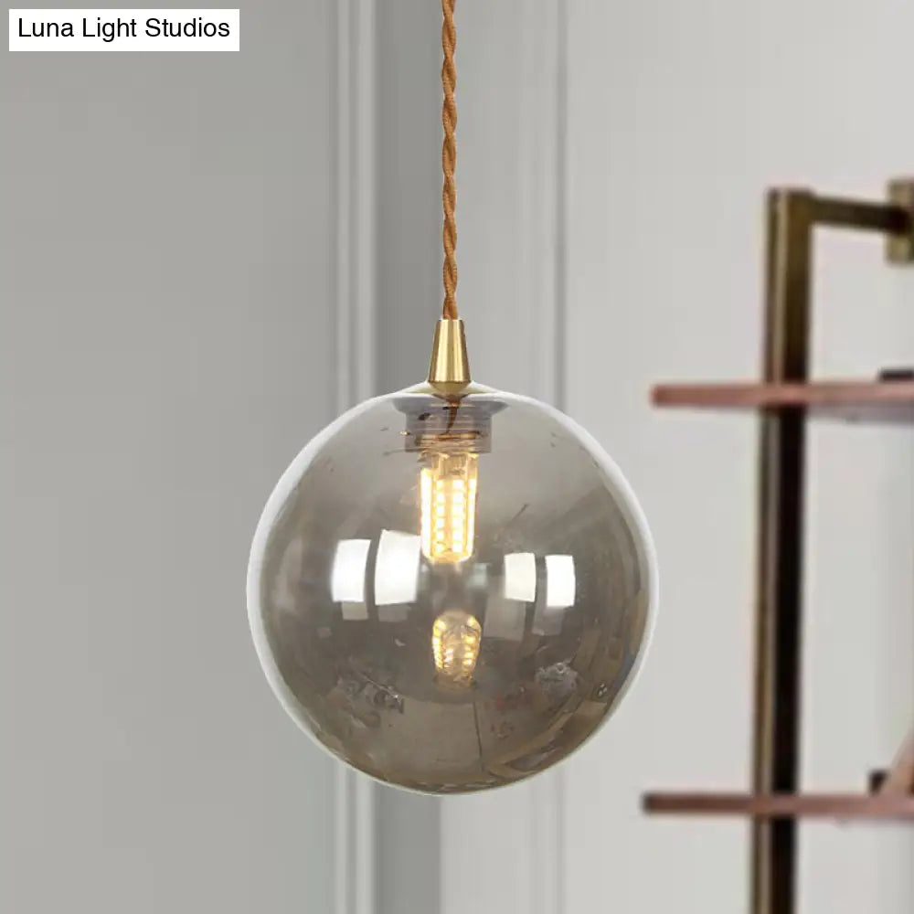 Amber/White/Red Macaron Glass Pendant Light Fixture - 1 Suspension With Rope For Bedroom