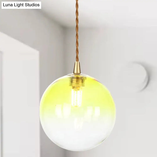 Macaron Globe Pendant Light With Amber/White/Red Glass - Ideal For Bedroom Suspension Lighting