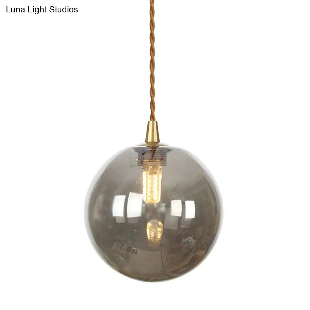 Macaron Globe Pendant Light With Amber/White/Red Glass - Ideal For Bedroom Suspension Lighting