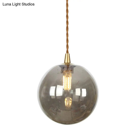 Macaron Globe Pendant Light With Amber/White/Red Glass - Ideal For Bedroom Suspension Lighting