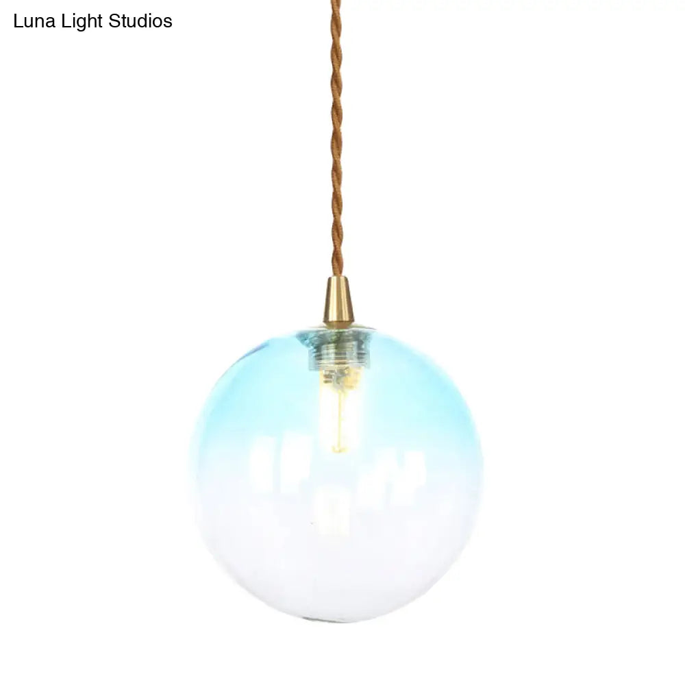 Macaron Globe Pendant Light With Amber/White/Red Glass - Ideal For Bedroom Suspension Lighting