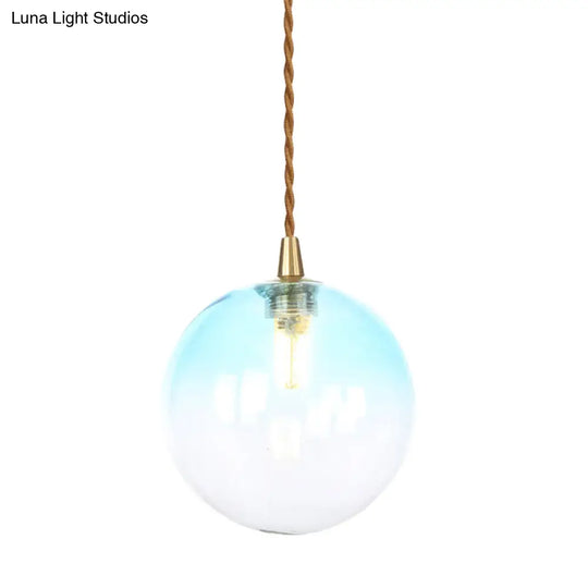 Macaron Globe Pendant Light With Amber/White/Red Glass - Ideal For Bedroom Suspension Lighting