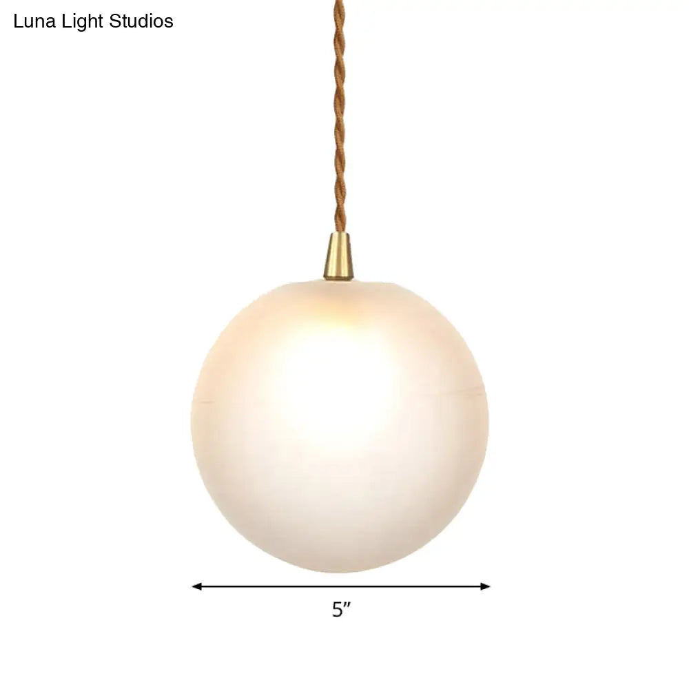 Macaron Globe Pendant Light With Amber/White/Red Glass - Ideal For Bedroom Suspension Lighting