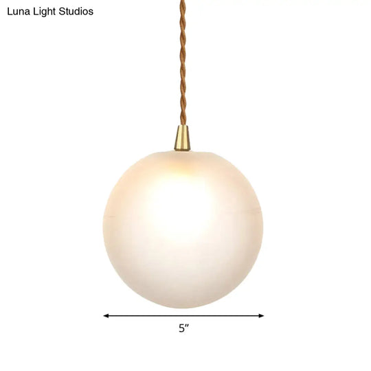 Macaron Globe Pendant Light With Amber/White/Red Glass - Ideal For Bedroom Suspension Lighting