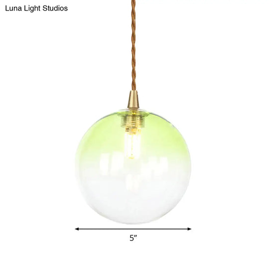 Macaron Globe Pendant Light With Amber/White/Red Glass - Ideal For Bedroom Suspension Lighting