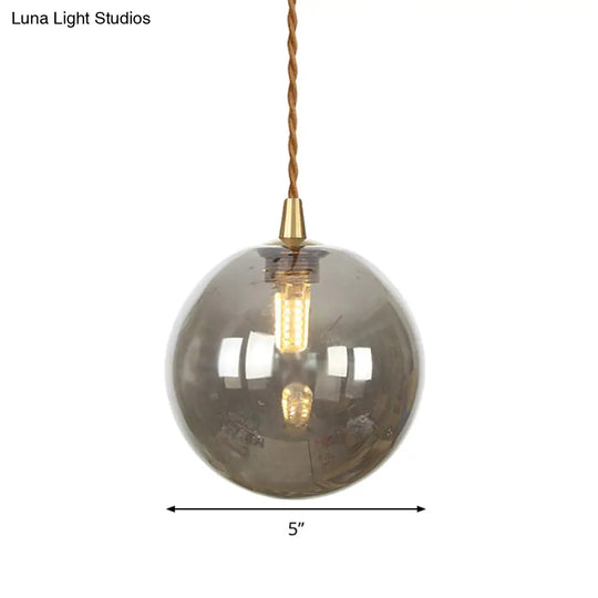 Macaron Globe Pendant Light With Amber/White/Red Glass - Ideal For Bedroom Suspension Lighting