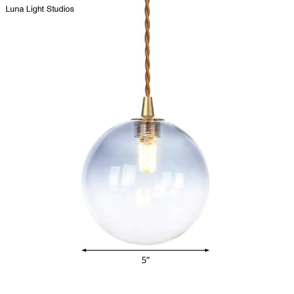 Macaron Globe Pendant Light With Amber/White/Red Glass - Ideal For Bedroom Suspension Lighting