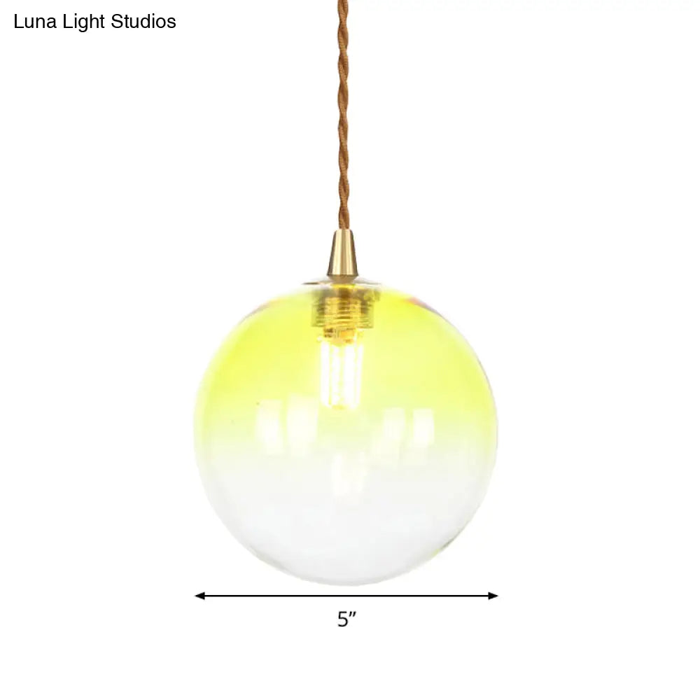 Macaron Globe Pendant Light With Amber/White/Red Glass - Ideal For Bedroom Suspension Lighting