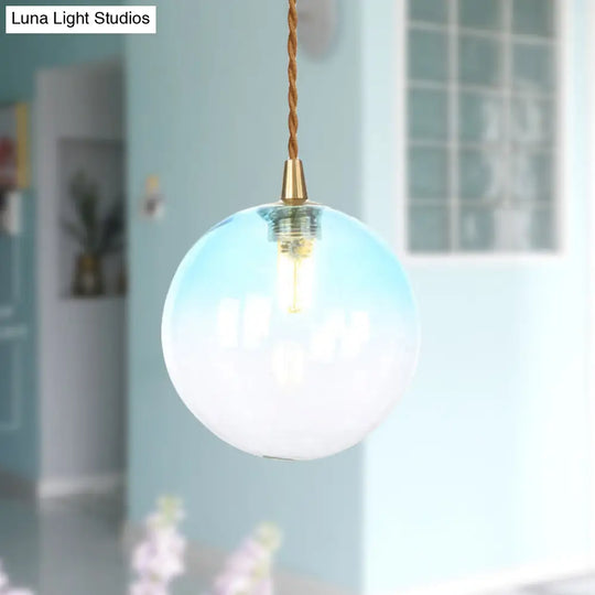 Macaron Globe Pendant Light With Amber/White/Red Glass - Ideal For Bedroom Suspension Lighting