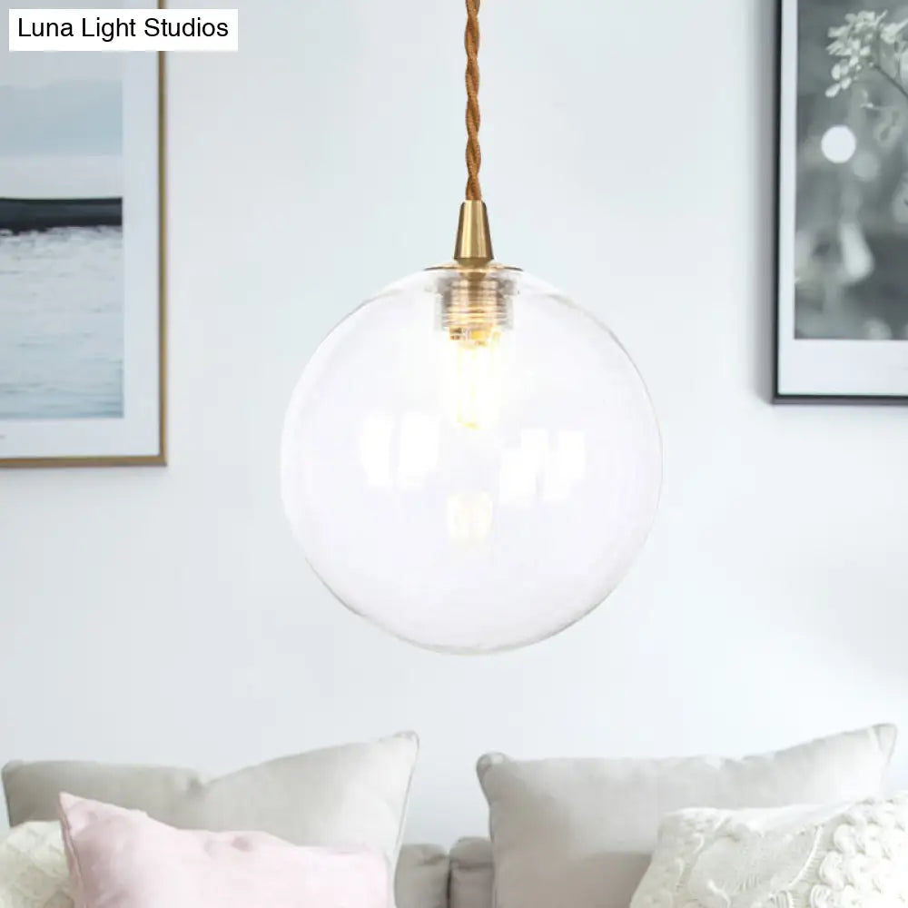 Macaron Globe Pendant Light With Amber/White/Red Glass - Ideal For Bedroom Suspension Lighting