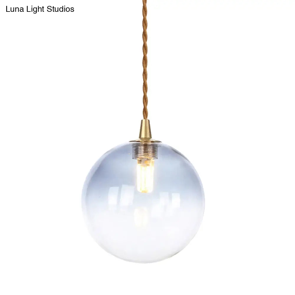 Macaron Globe Pendant Light With Amber/White/Red Glass - Ideal For Bedroom Suspension Lighting