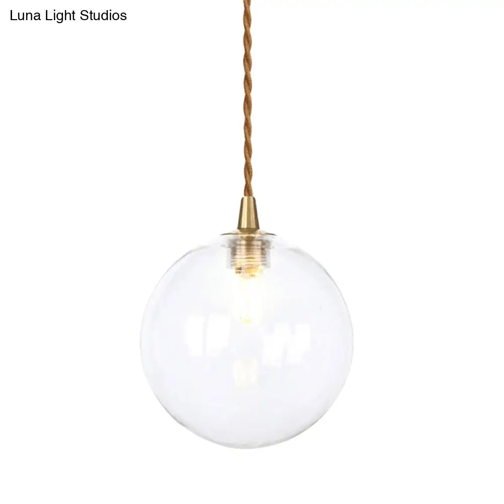 Macaron Globe Pendant Light With Amber/White/Red Glass - Ideal For Bedroom Suspension Lighting