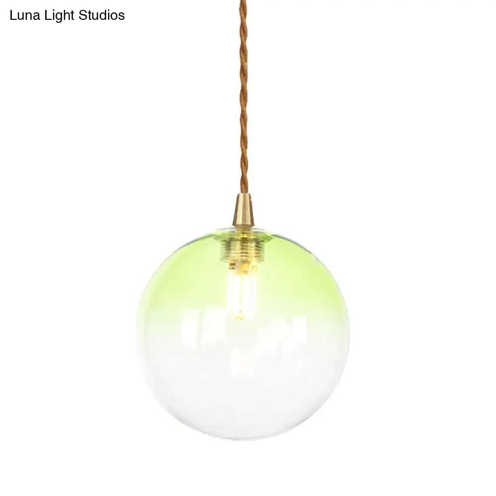 Macaron Globe Pendant Light With Amber/White/Red Glass - Ideal For Bedroom Suspension Lighting