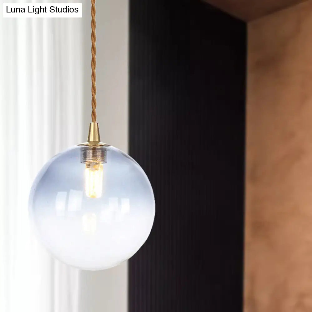 Macaron Globe Pendant Light With Amber/White/Red Glass - Ideal For Bedroom Suspension Lighting