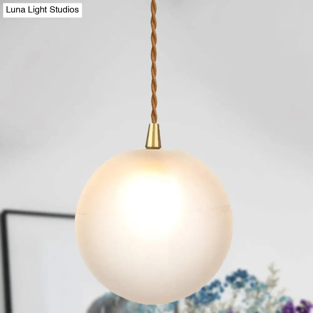 Macaron Globe Pendant Light With Amber/White/Red Glass - Ideal For Bedroom Suspension Lighting White