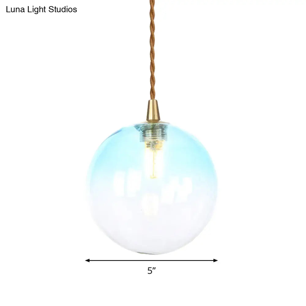 Macaron Globe Pendant Light With Amber/White/Red Glass - Ideal For Bedroom Suspension Lighting