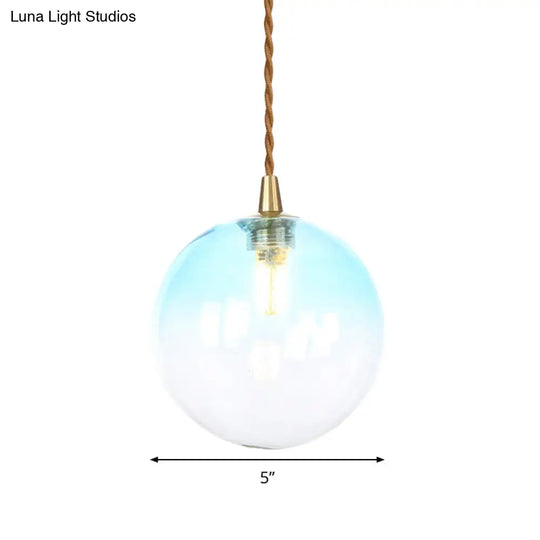 Macaron Globe Pendant Light With Amber/White/Red Glass - Ideal For Bedroom Suspension Lighting