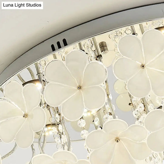 Amelia’s Glowing Elegance: Petal Flush Mount Light With Modern Crystal Flai Ceiling Lamp > Led