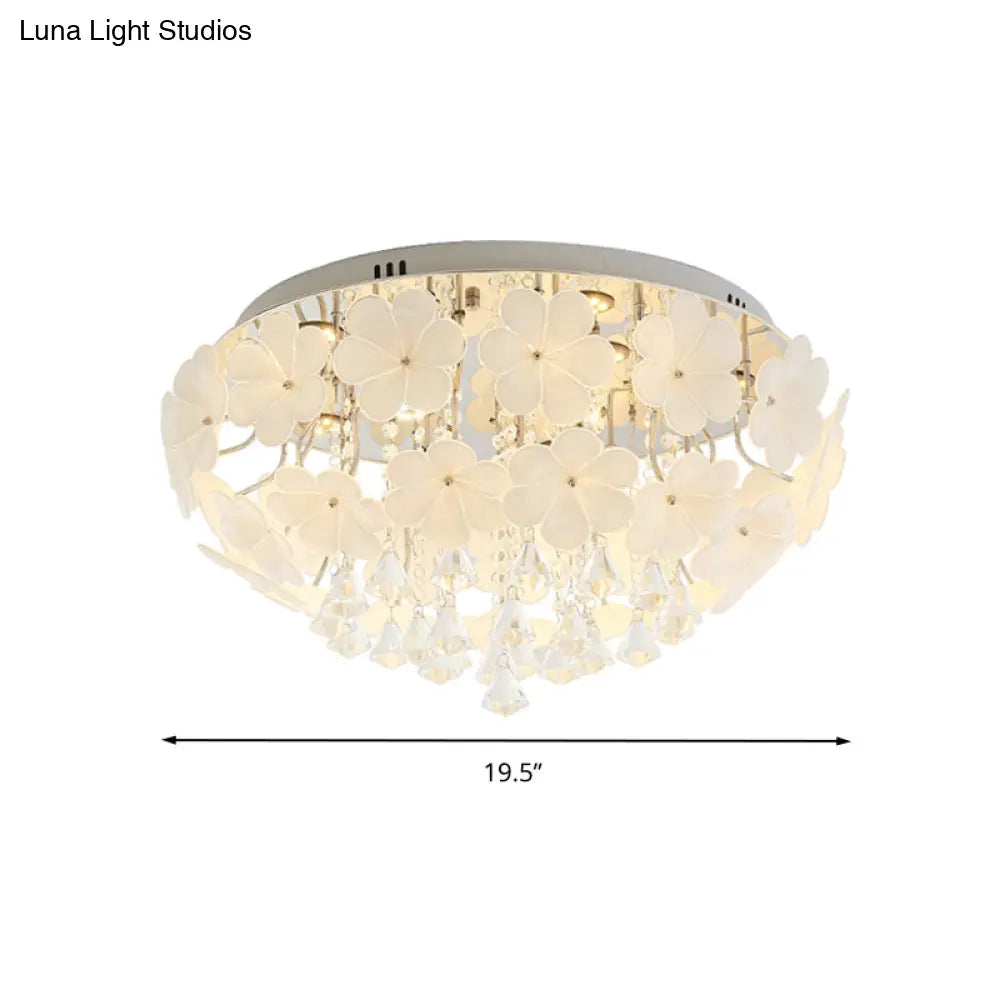 Amelia’s Glowing Elegance: Petal Flush Mount Light With Modern Crystal Flai Ceiling Lamp > Led