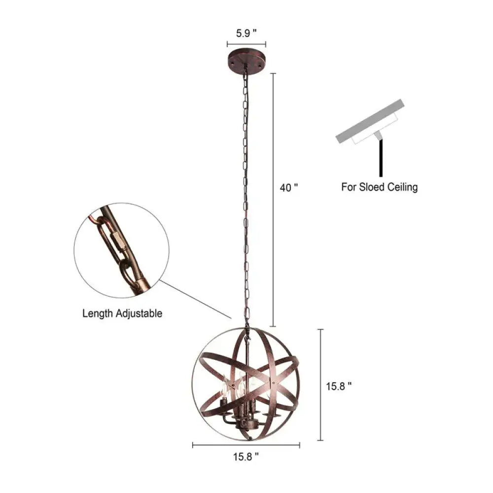 American Chandelier Industry Wind Led Lamps B-4 Red Bronze-40Cm / No Light Source Pendant