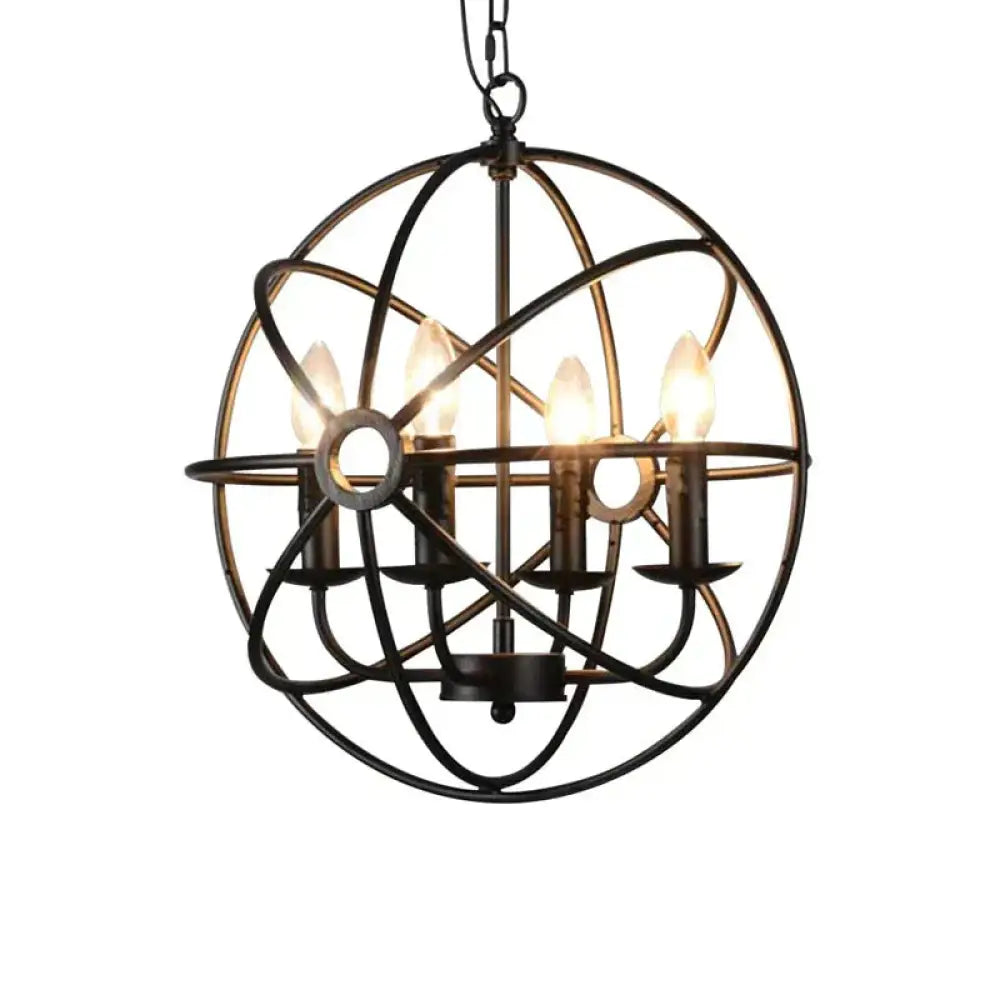 American Chandelier Industry Wind Led Lamps D-4 Heads Black-40Cm / No Light Source Pendant