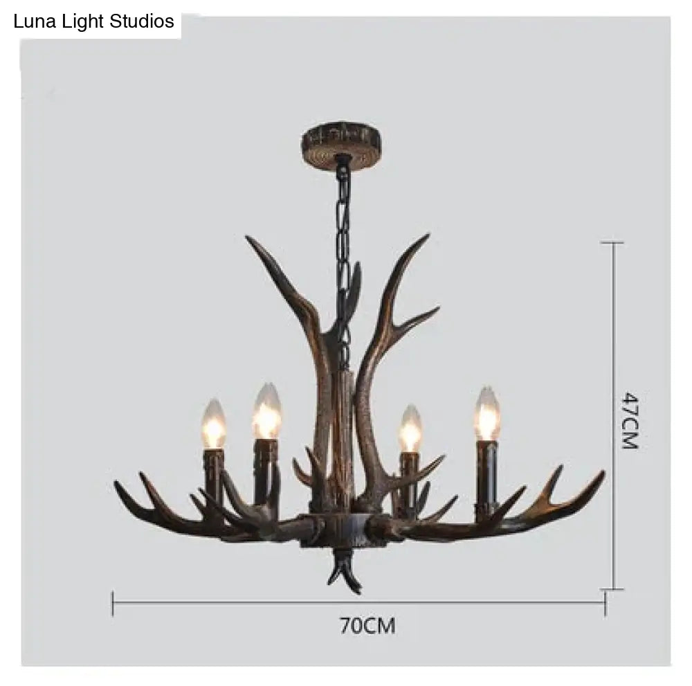 American Country Retro Style Antler 2 Tier Chandelier Lamp