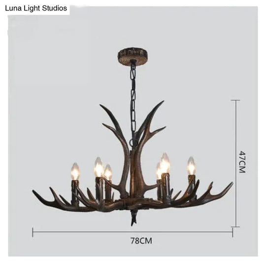 American Country Retro Style Antler 2 Tier Chandelier Lamp