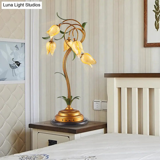 American Garden 5-Head Metal Tulip Night Light In Brass - Perfect For Bedroom