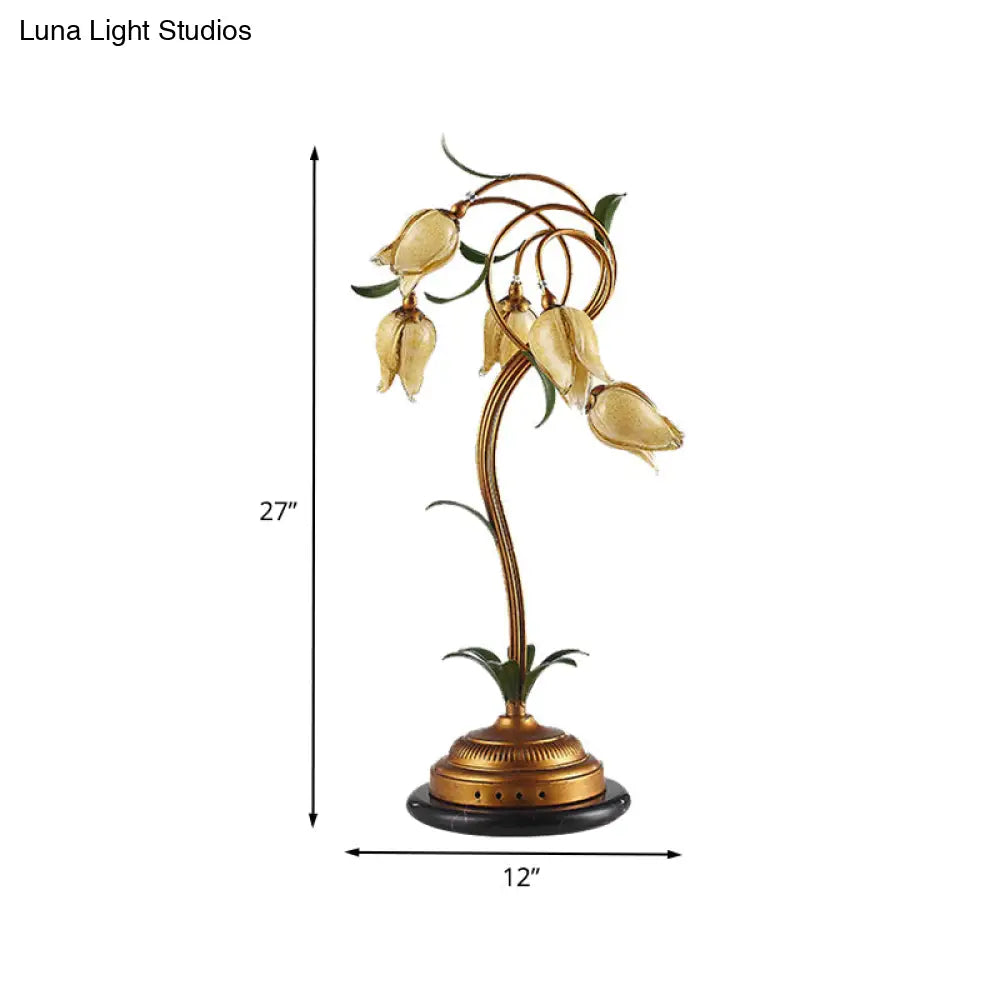 American Garden 5-Head Metal Tulip Night Light In Brass - Perfect For Bedroom