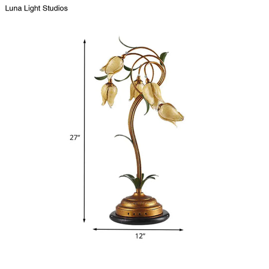 American Garden 5-Head Metal Tulip Night Light In Brass - Perfect For Bedroom