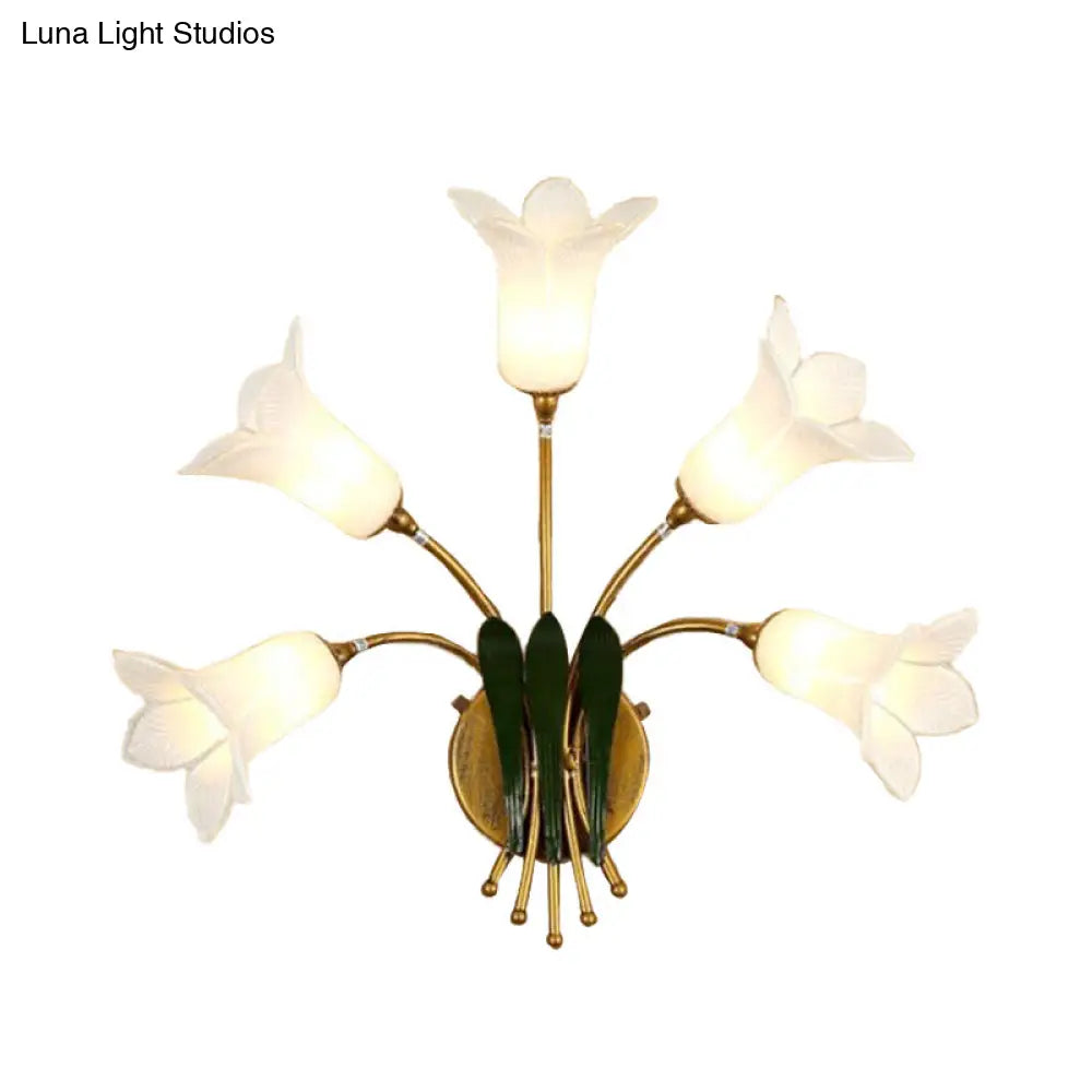 American Garden Bedroom Led Wall Sconce With Frosted Glass Shade - Gold